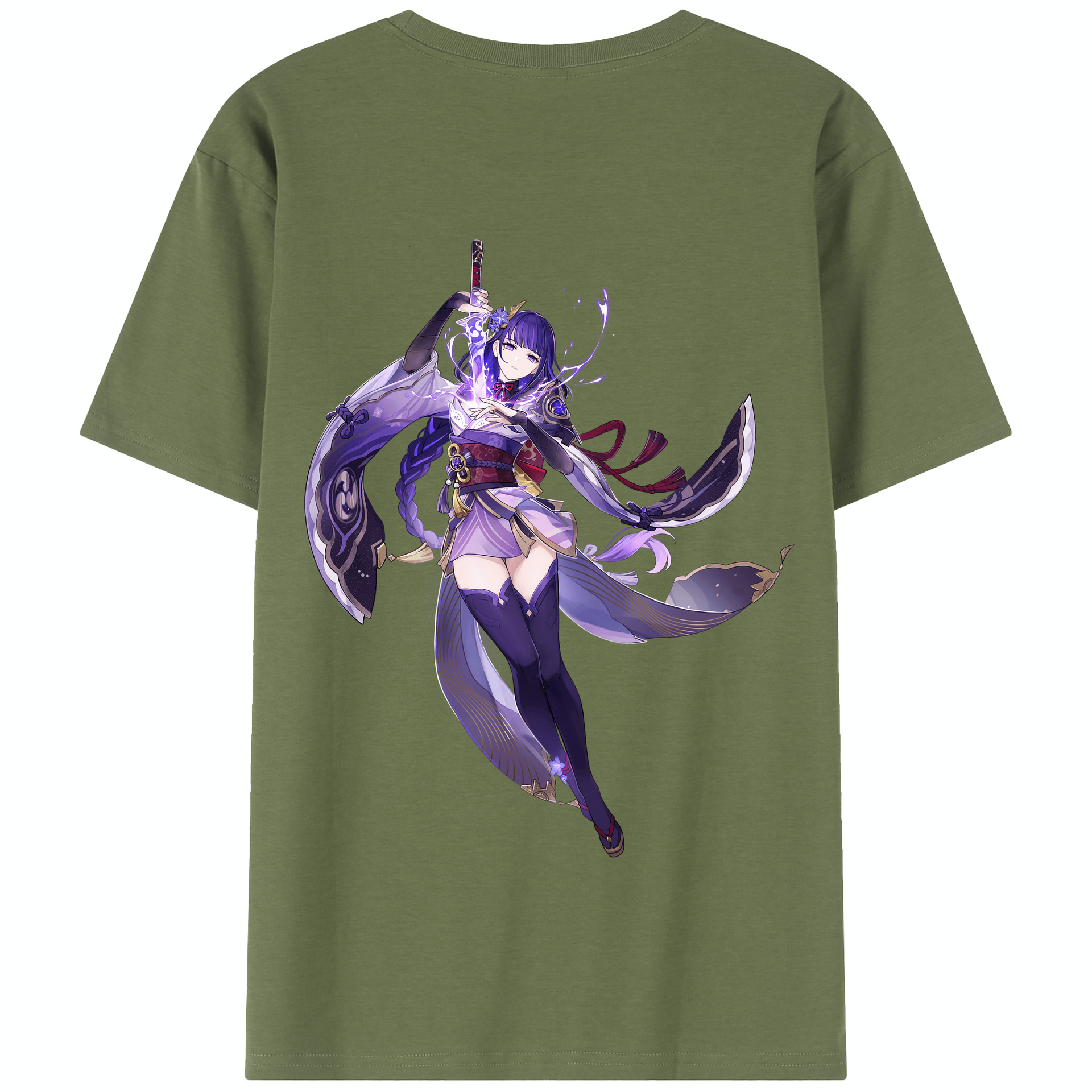 げんし神 雷電将軍 らいでんしょうぐん genshin Raiden Shogun 綿100％半袖Tシャツ（背面プリント）